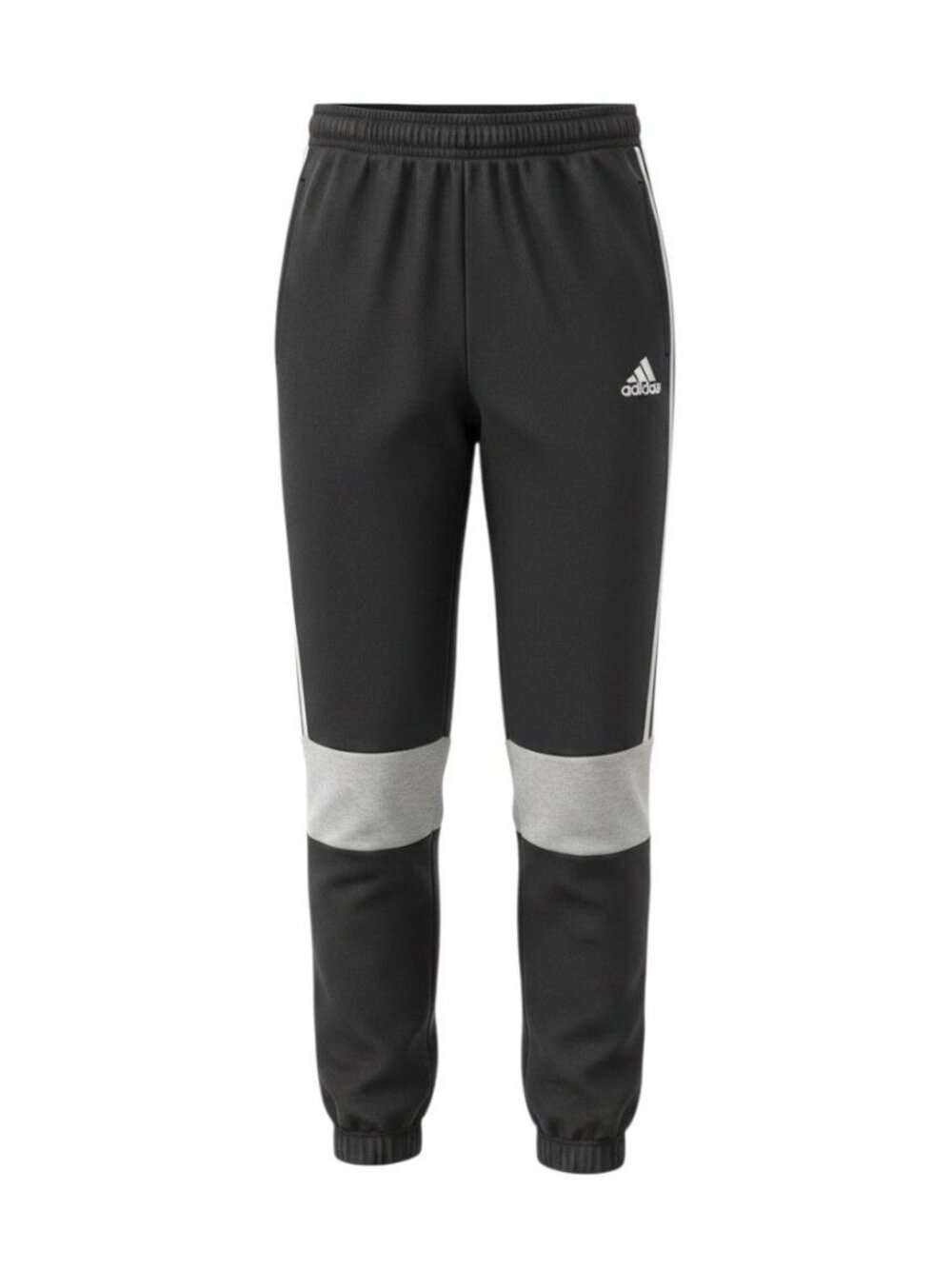 Adidas Mens Black & Gray Jogger Sweatpants Side Stripes Size Small
